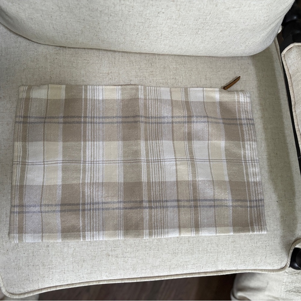 12 x 20 plaid custom made Porterlane home pillow covers set of 2 Neutral NEW!